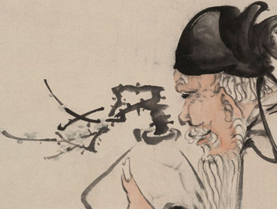 《捧梅图》清代画家黄慎所画