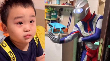 爸爸扮奥特曼因肚子大被孩子识破：我不喜欢大肚子的奥特曼_副本.jpg
